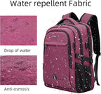 DUSLANG 17 Inch Laptop Backpack for Travel Water Resistant College Backpack for Women Laptop Bag with USB Charging Port and Clear Toiletry Bag Work Backpack,Rose