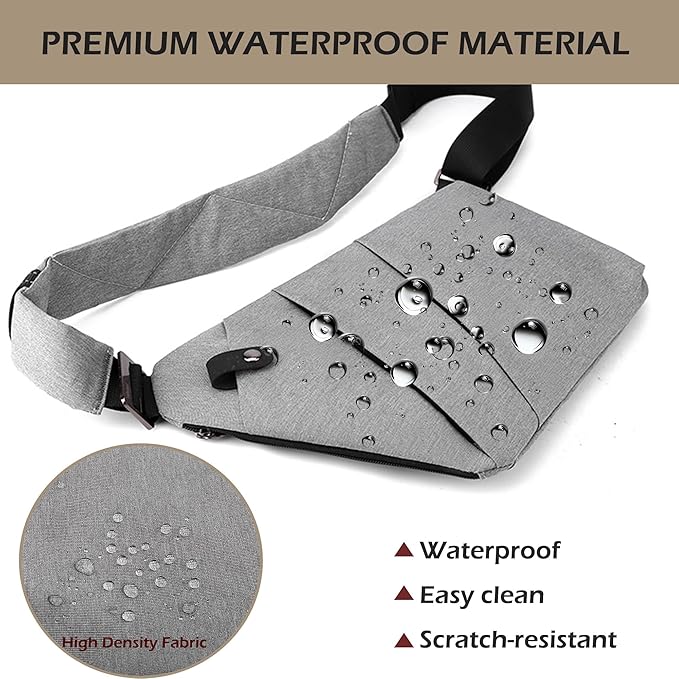 Anti Theft Crossbody Bags for Women Men, Multi-Pocket Shoulder Bag, Slim Sling Purse with 2 RFID Blocking Card (Right Shoulder-Viola)