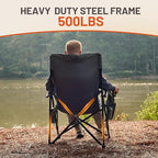 TIMBER RIDGE Oversized 2 Pack Heated Camping Chair for Outdoor Sports, High Back Padded Lawn Chair for Adults Support Up to 500lbs with Cup Holder, Side Pocket(Power Bank not Included)