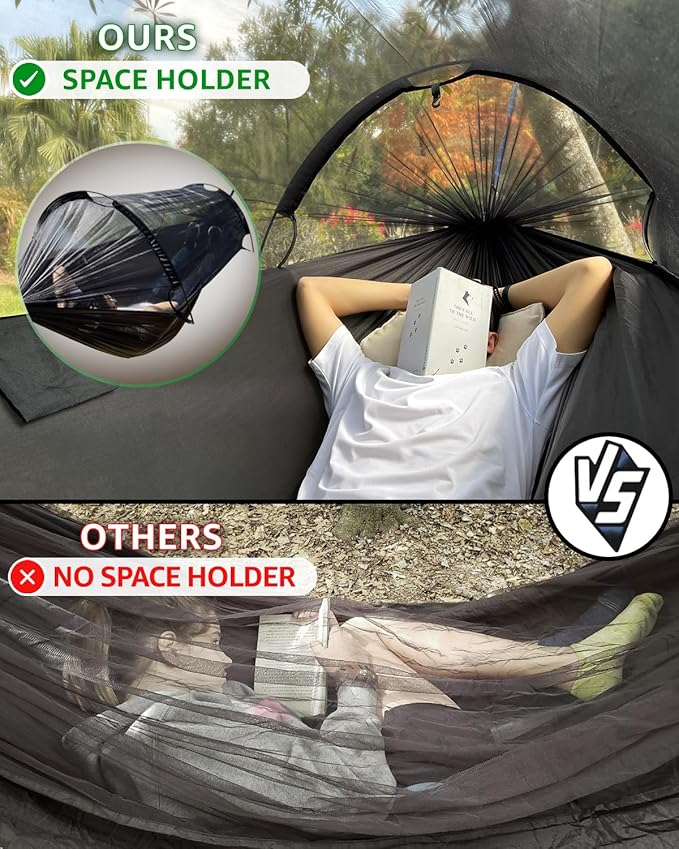 ADVOKAIR Camping Hammock with Mosquito Net Up to 500lbs, Ultralight and Portable Nylon Travel Hanging Hammock with Tree Straps, Perfect for Outside, Backpacking, Hiking and Backyard