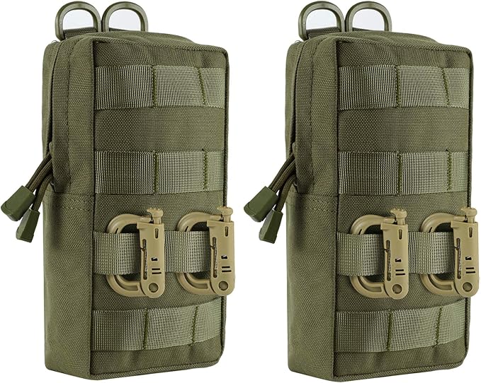 2 Pack Molle Pouches - Tactical Compact Water-Resistant EDC Pouch Bag Small Utility Pouch