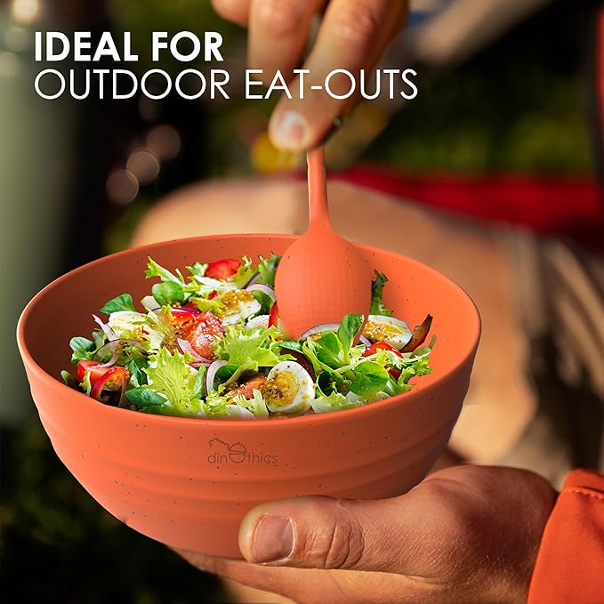 Wheat Straw Dinnerware Sets For 4 - Camping Plates Cups And Bowls Set - Dishwasher Microwave Safe Dishes - Alternate To Plastic Dinnerware Set - Wheat Straw Plates And Bowls Sets - RV Dishes