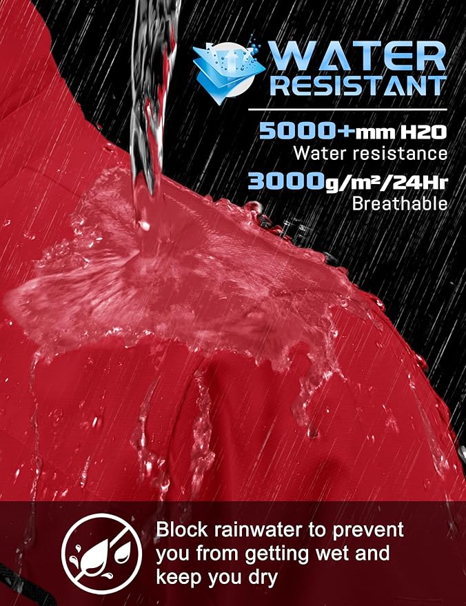 TACVASEN Men's Rain Jacket Lightweight Windbreaker with Hooded Water Resistant Outdoor Raincoat for Hiking Travel Camping