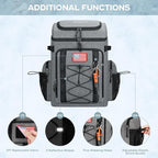 Maelstrom Backpack Cooler,Soft Lightweight Leakproof Cooler Backpack,50 Can Insulated Cooler Bag,Keeps 50 Cans Hot/Cold for Up to 16 Hours,Waterproof Lunch Backpack for Men Women-Grey