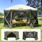 VEVOR 12x12ft Pop Up Gazebo Tent with Mosquito Netting, 6 Removable Wind Panels & 2 Mesh Windows, Outdoor Canopy Shelter for Patio, Army Green