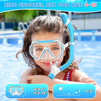 Snorkeling Gear for Kids, Kids Snorkel Set for Ages 6-14, Dry Top Snorkel, Mask Set Kid Swimming Goggles Diving Mask Combo Set Anti-Fog Panoramic View Scuba Packages