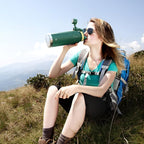 IDEUS Insulated Stainless Steel Water Bottle with 2 Leak-Proof Lids, Thermal Water Flask for Hiking Biking, 40oz, Green