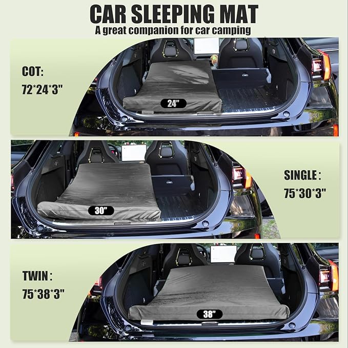 Sleeping Pad,3-inch Thick Memory Foam Camping Mattress,Portable Roll-Up Mat for Car/Tent/Floor/Cot/Travel,Comfortable Pad for Guests Sleepover