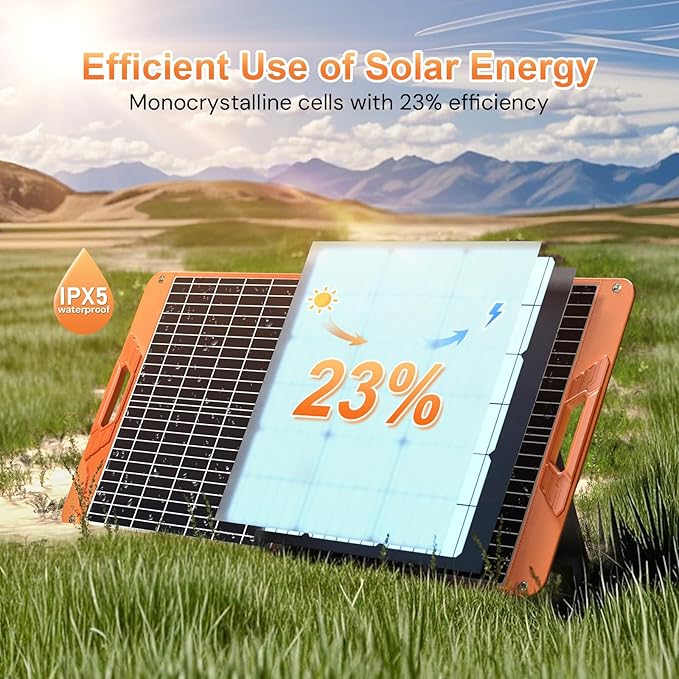60W Portable Solar Panel for Power Station, 19.8V Foldable Solar Charger with DC/XT60/Anderson Cable & QC3.0 USB Outputs, 23% High Efficiency IP65 Waterproof 2 Kickstands for Outdoor Camping RV Trip