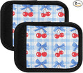 Cherry Blue Bow Grid Luggage Handle Wrap for Suitcase Luggage Tags Handle Covers Identifiers Soft Decorations Travel Accessories 2 Pack