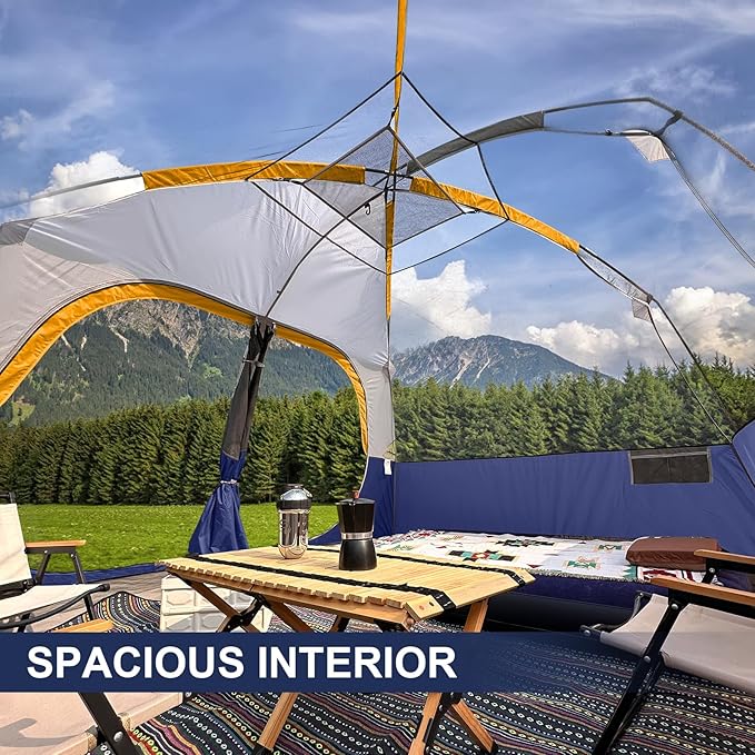 CAMPROS CP Tent 8 Person Camping Tents, Waterproof Windproof Family Tent with Top Rainfly, Large Mesh Windows, Double Layer, Easy Set Up, Portable with Carry Bag, for All Seasons