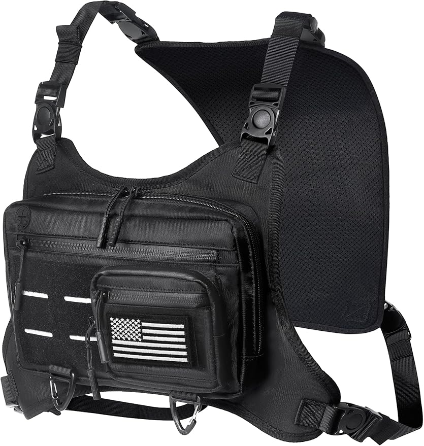 Chest Bag for Men with Expandable Accordion Structure, Running Vest for Outdoors, Chest Pack for Cycling, Hiking