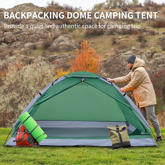 1/2/4/5/6 Person Dome Tents for Camping, Lightweight Portable Backpacking Tent, Small Easy Set Up Outdoor Waterproof Camping Hiking Tent for Adults