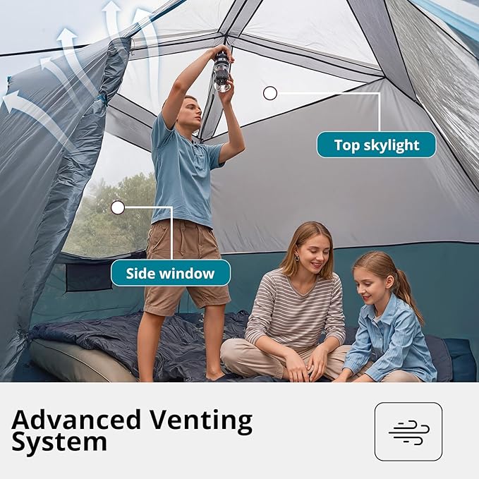 Camping Tents 4/6 Person Pop Up Instant Tent - Setup in 60s for Family Camping, Windproof Design, Family Cabin Tent with Rainfly & Backpack Carry Bag