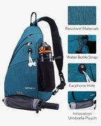 WATERFLY Sling Bag Sling Backpack Small Crossbody Shoulder Bag for Men Women Traveling Cycling Hiking Daypack