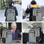 BIKROD Travel Laptop Backpack, Backpacks for School College Teens, Business Anti Theft Slim Sturdy Backpack for Woman and Men, Adult Computer Work Backpack for 17 IN Laptop, Grey