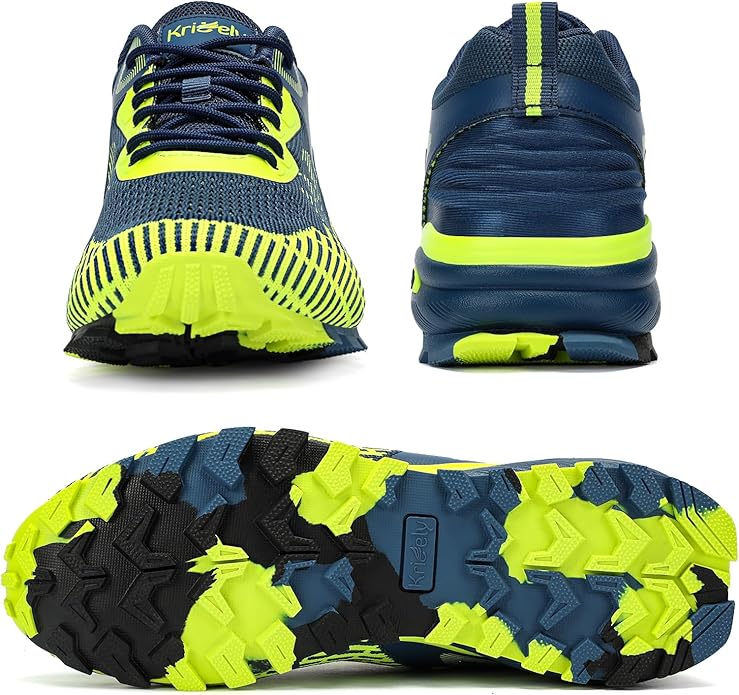 Kricely Men's Trail Running Shoes Non Slip Hiking Shoes Tennis Shoes Fashion Sneakers Workout Footwear
