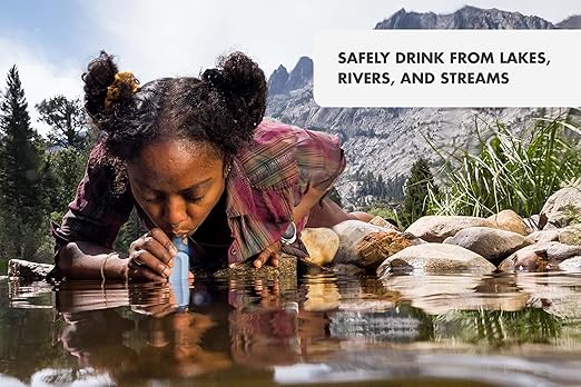 LifeStraw Peak Series - Personal Water Filter Straw for Backup Filtration, Emergency, Survival, and Ultralight Hydration, Mountain Blue, 2 Pack