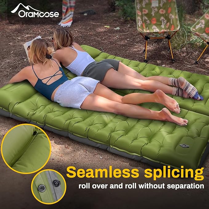 Camping Sleeping Pad, Extra Thick 6 Inch Inflatable Camping Mat with Pillow, Built-in Foot Pump Sleeping Pad for Camping Ultralight Self Inflating Campings Pad for Tent Backpacking Hiking Camp Gear