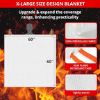 SecuCaptain Emergency Fire Blanket for Home - 60"x60" X-Large 4 Pack Flame Retardant Blankets with Fireproof Tabs for House Camping Kitchen Fire Protection Survival Safety