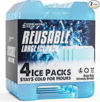 Everlasting Ice RX Large Reusable Ice Packs for Cooler with Handle (4 Pack) Long Lasting Coolness, BPA Free, Freezer Packs for Extended Cooling | Cooler Ice Packs for Camping, Fishing, Hiking, Beach