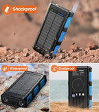 GOODaaa Power Bank Wireless Charger 45800mAh Built in Hand Crank and 4 Cables 15W Fast Charging Power Bank 7 Outputs & 4 Inputs Solar Portable Charger, SOS/Strobe/Strong Flashlights, Compass