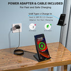 Wireless Charger Station,15W Desk Wireless Charging Stand 20W USB C Adapter for Apple iPhone 17 Pro/17/17/Air/16 Pro/16E/16 Plus/15/14/13,Samsung Galaxy S25/S24/S23/S22/Z Flip Fold/Note 20,Google etc