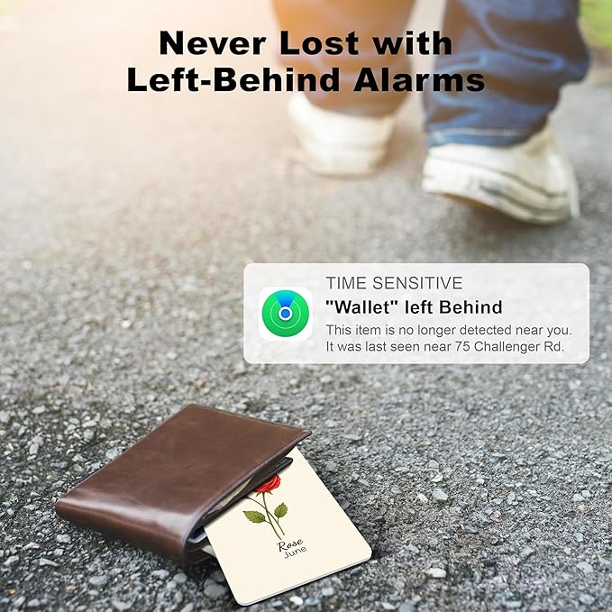 Wallet Tracker Card (iOS Only), Rechargeable Bluetooth Smart Tracking for Apple Find My Compatible Anti Tracker for Men Women Slim Item Locator for Purse Passport Key Luggage Tag (1Pcs/JUN FLR)