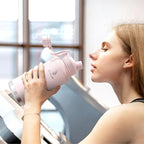 IDEUS Insulated Stainless Steel Water Bottle with 2 Leak-Proof Lids, Thermal Water Flask for Hiking Biking, 32oz, Light Pink