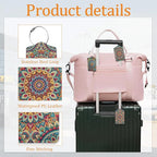 Abstract Mandala Flower Luggage Tags for Suitcase 3 Pack, Leather Bag Tags Identifiers with Privacy Name Address Labels and Durable Steel Loop for Men Women Backpack