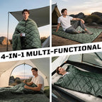 Camping Blanket - Packable, Ultra Warm and Lightweight with Snap Button Backpacking Quilt Water-Resistant, for Sleeping, Outdoors, Travel - Large/Olive Green