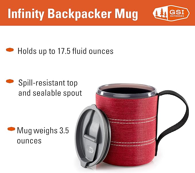 GSI Outdoors Infinity Backpacker Mug I Lightweight, BPA-Free Coffee Cup for Travel, Camping Gear, Backpacking and Outdoors - 17 oz.