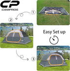 CAMPROS CP Tent 8 Person Camping Tents, Waterproof Windproof Family Tent with Top Rainfly, Large Mesh Windows, Double Layer, Easy Set Up, Portable with Carry Bag, for All Seasons