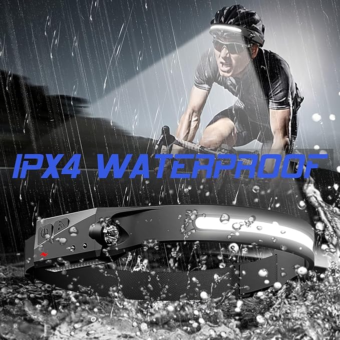 Headlamp Rechargeable 8 Pack, LED Headlight Flashlight Super Bright with 230° Wide Beam, Motion Sensor, 5 Modes Waterproof Head Lamp for Outdoor Hiking Running Camping