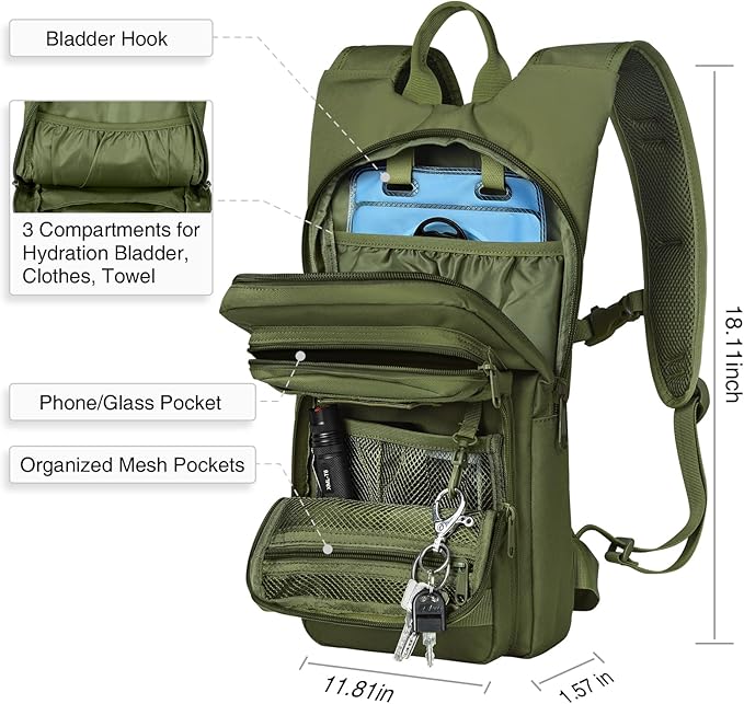 NOOLA Hydration Backpack with 3L TPU Water Bladder, Tactical Molle Water Backpack for Men Women, Hydration Pack for Hiking, Biking, Running and Climbing
