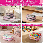 YQBRAO 3-Pack Clear Hard Shell Zipper Case Pink, 1.2mm Heavy-Duty Crush-Proof Travel Makeup Bag, Multi-Size (L+M+S) Diaper Bag Organizer Pouches, Rigid Clear Zipper Pouches for Tech, Toys & Home