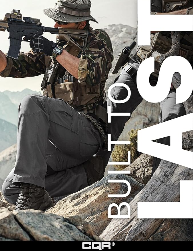 CQR Men's Tactical Pants, Water Resistant Ripstop Cargo Pants, Lightweight EDC Work Hiking Pants, Outdoor Apparel