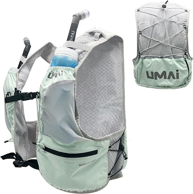 Umai Hydration Running Vest, Hydration Vest with Two Flasks, Green