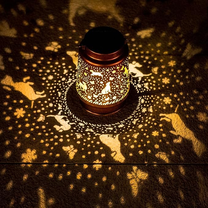 Dog Solar Lanterns Outdoor Waterproof Hanging Solar Lights Dog Gifts for Women Men Metal Decorative LED Lanterns for Yard, Patio, Lawn, Tabletop, Pathway, Landscape, Garden Decor, Dog Lovers Gifts