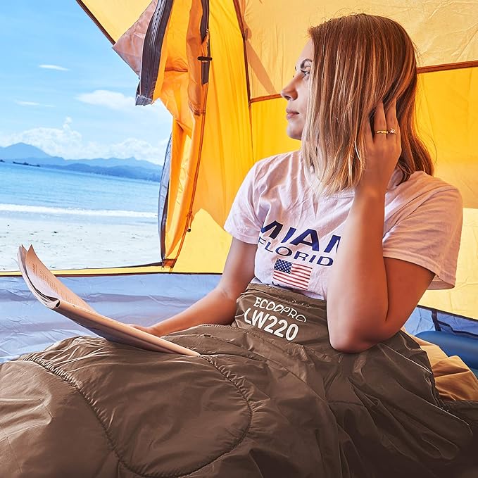 ECOOPRO Warm Weather Sleeping Bag - Portable, Waterproof, Compact Lightweight, Comfort with Compression Sack - Great for Outdoor Camping, Backpacking & Hiking-83 L x 30" W Fits Adults
