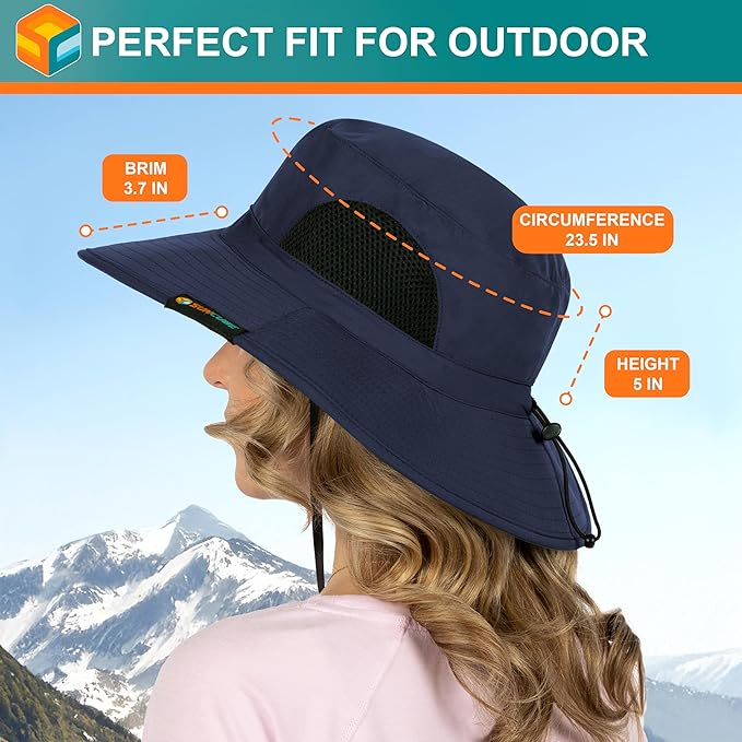 SUN CUBE Wide Brim Sun Hat Men Women, Fishing Hats Sun UV Protection, Mens Hiking Bucket Hat Safari Beach Boonie, UPF 50+