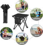 TRIPLE TREE 2 Pack Camping Stool, 13.8 Inch Portable Folding Stool for Outdoor Walking Hiking Fishing 400 LBS Capacity with Carry Bag, Black