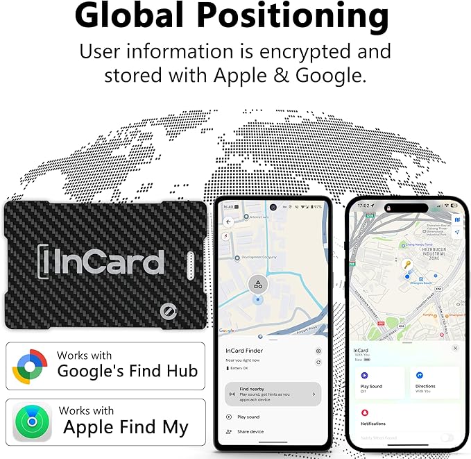 Wallet Tracker (Both iOS and Android) IP68 Bluetooth Smart Finder Card GPS Tracker for Bags Passport Works with Apple Find My (Apple MFi Certified) & Google Find My Device - Wireless Charging
