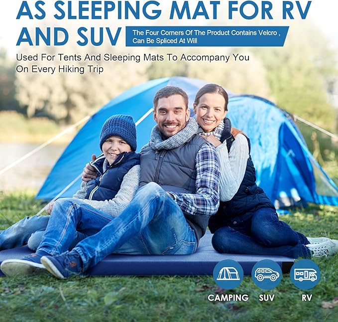KingChii CertiPUR-US Memory Foam Camping Mattress, Portable Roll Up Travel Car Camping Mattress Sleeping Pad & Floor Mattress, Cot Mattress Guest Bed for Sleepover with Waterproof Cover & Travel Bag