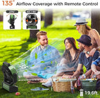 Camping Fan with Light - 20000mAh Rechargeable Battery Fan, 112Hrs Max Run Time, 8 Speeds, Digital Display, Timer, Auto Oscillation, 270° Pivot & Hook for Camping, Power Outage, Hurricane (Army Green)