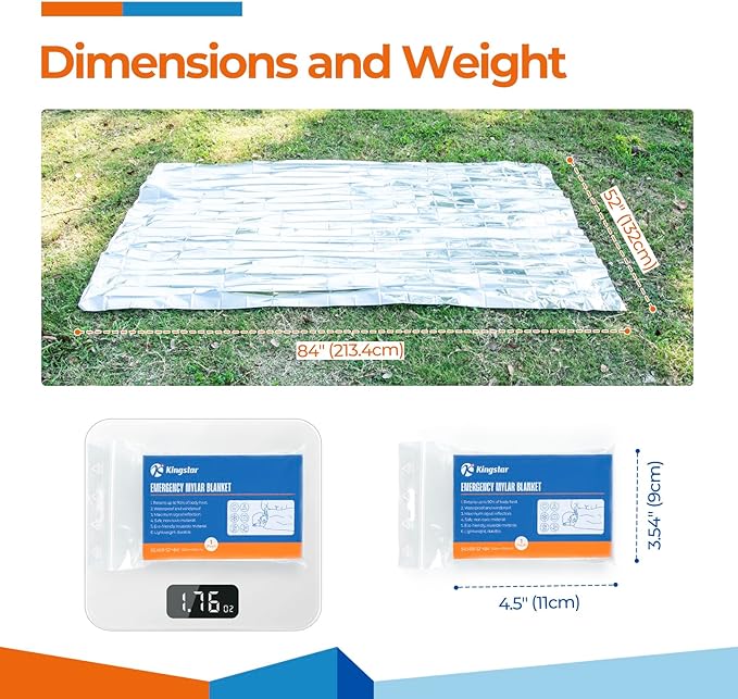 Emergency Blankets (120 Packs, 84" L x 52" W) Mylar Thermal Blankets for Survival and Protection,Space Blanket Survival Kits Camping Blanket, Ideal for Outdoors, Hiking, Survival, Marathons