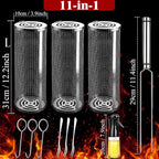 Rolling Grilling Baskets for Outdoor Grill Bbq Net Tube with Spray Bottle Large Outsidegrill Crate Baskrt Canisters Barbeque Basket for Camping Picnic Party Cooking Accessories Gifts for Men