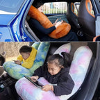 FHSGGP Travel Pillow Car Travel Sleep Support Pillow 2-in-1 Lap Pillow and Car Pillow with Neck and Body Support for Adults and Kids on Long Trips Kids Travel Pillow Gray