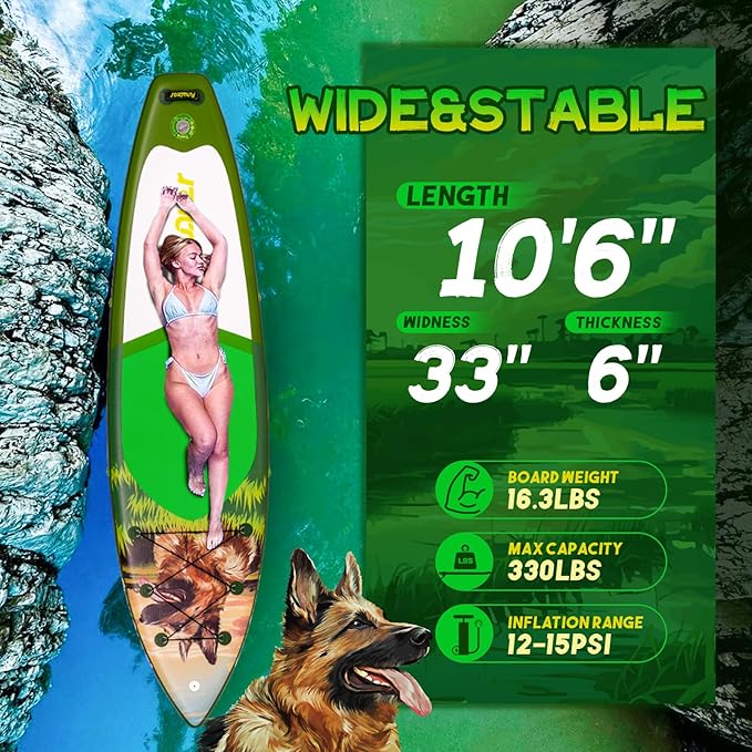 FunWater Stand Up Paddle Board Ultra-Light Inflatable Paddleboard with SUP Accessories for Adults & Youth of All Skill Levels