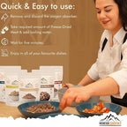 MOUNTAIN ESSENTIALS Freeze-Dried Meat Variety Kit – 3 Chicken Dices, 3 Beef Dices, 3 Ground Beef, 2 Shredded Pork & 1 Pork Sausage Crumble | 10 Servings per Pouch | Shelf-Stable Daily Meals, Camping & Emergency Food | Made in USA